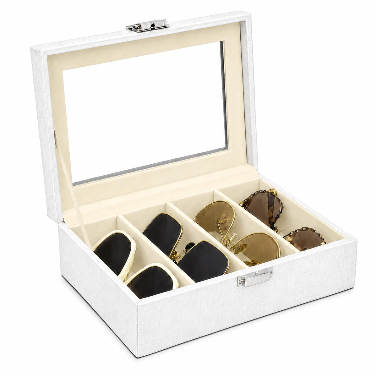 UnionPlus Vegan Leather Multi-Slots Sunglasses Eyeglasses Organizer