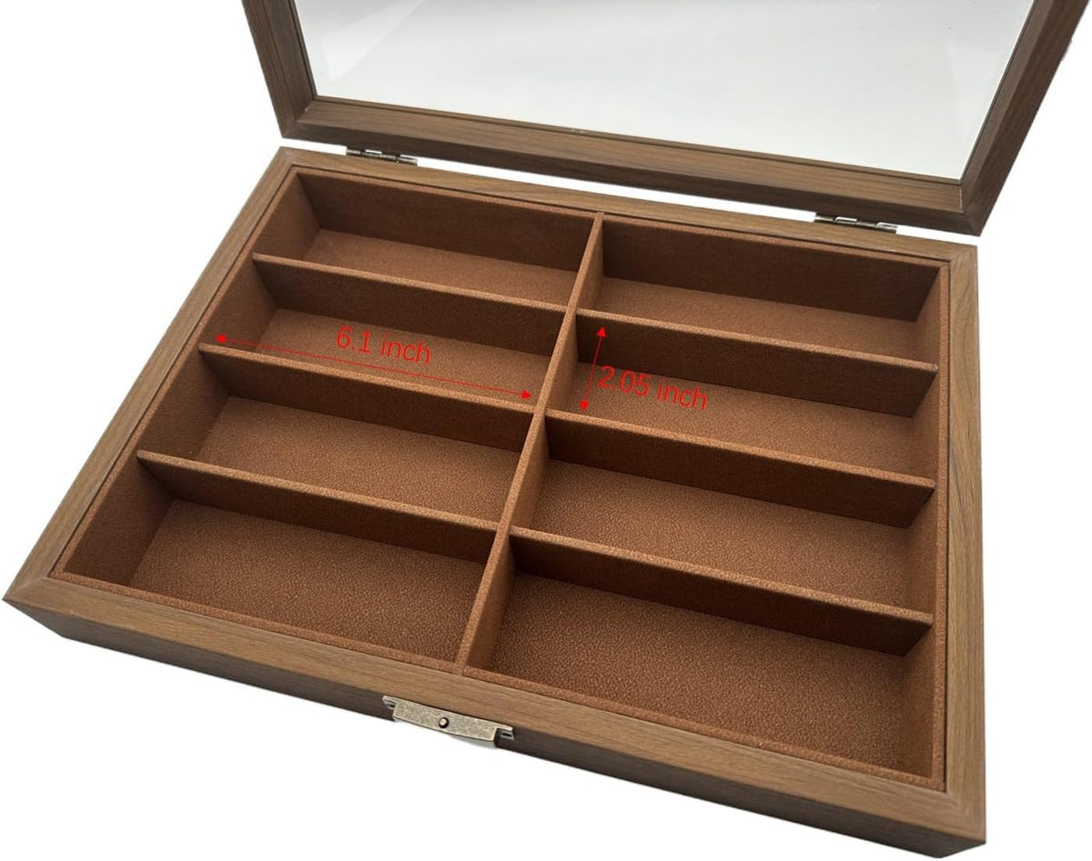 Antique Glasses Storage Box, Sunglasses Storage Case, Collection Case, Accessories Storage, Wooden, Holds 8-Slot