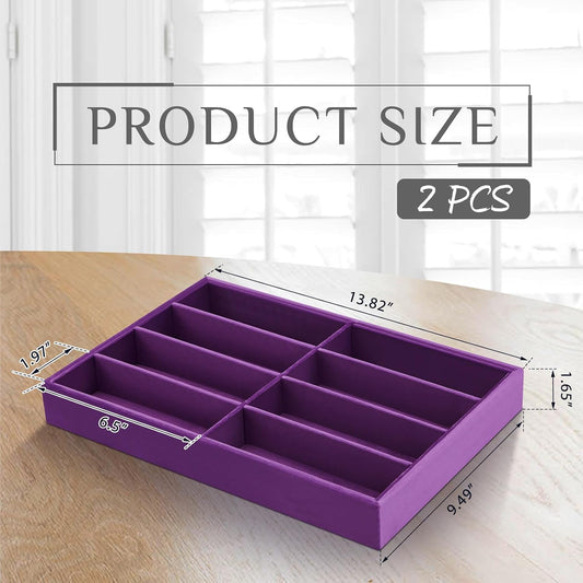 Amylove 2 Pack Sunglasses Organizer Tray Velvet Holder,8 Grids,Purple