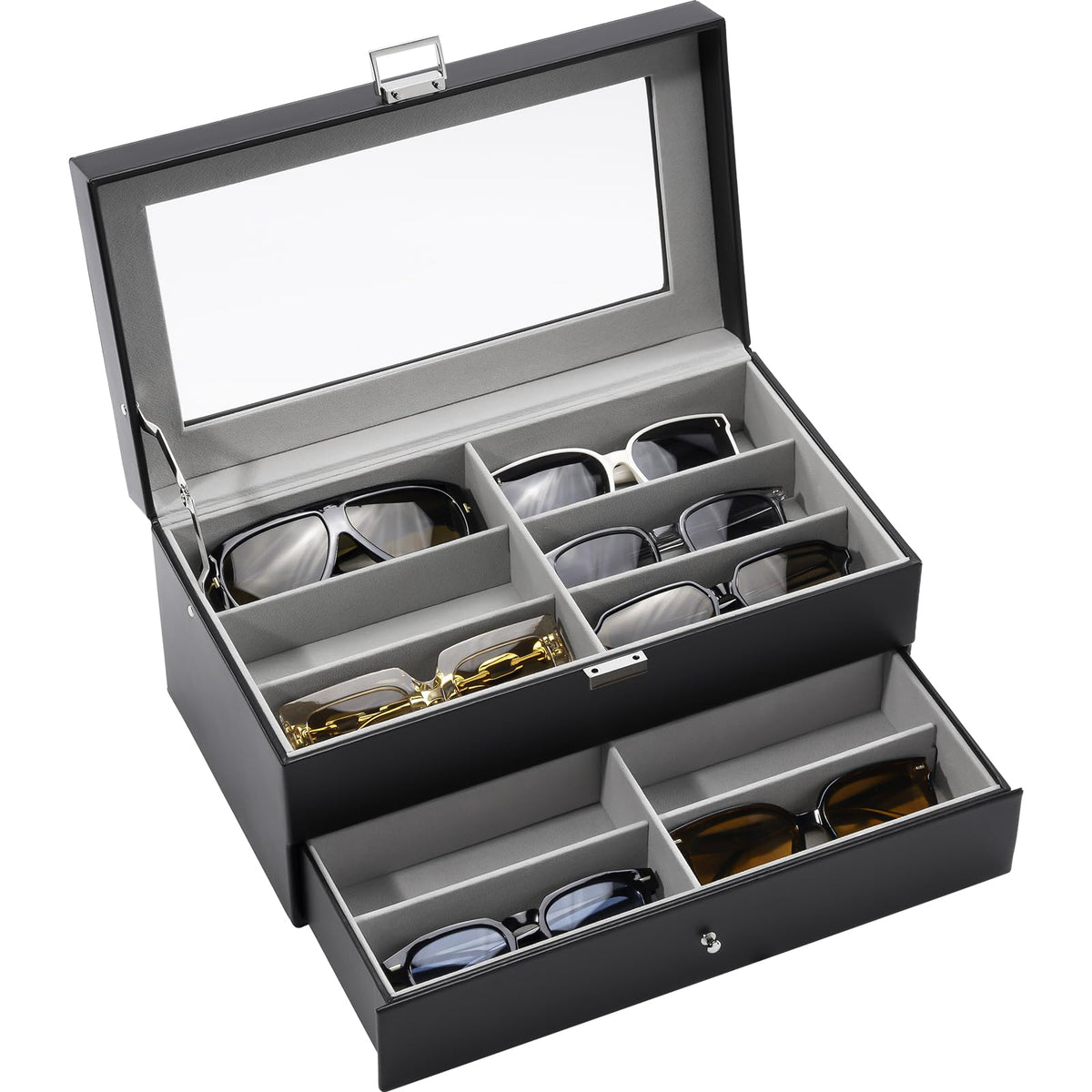 ProCase 3-Layer Sunglasses Storage Organizer -Black