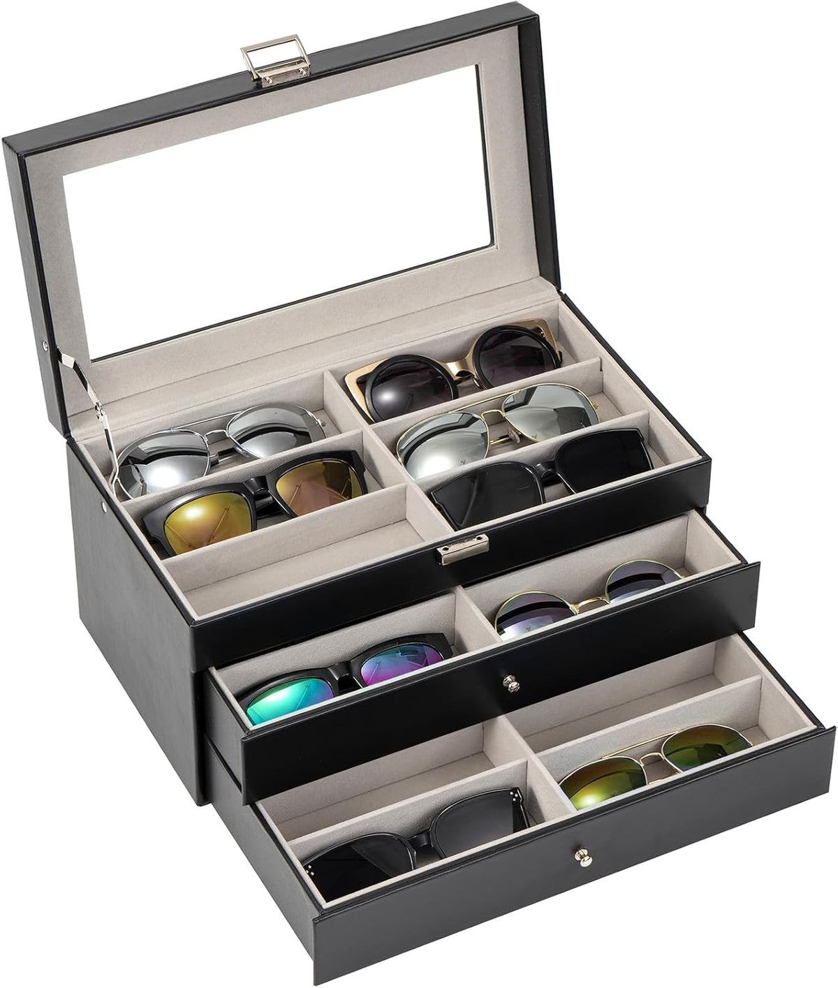 ProCase 3-Layer Sunglasses Storage Organizer -Black