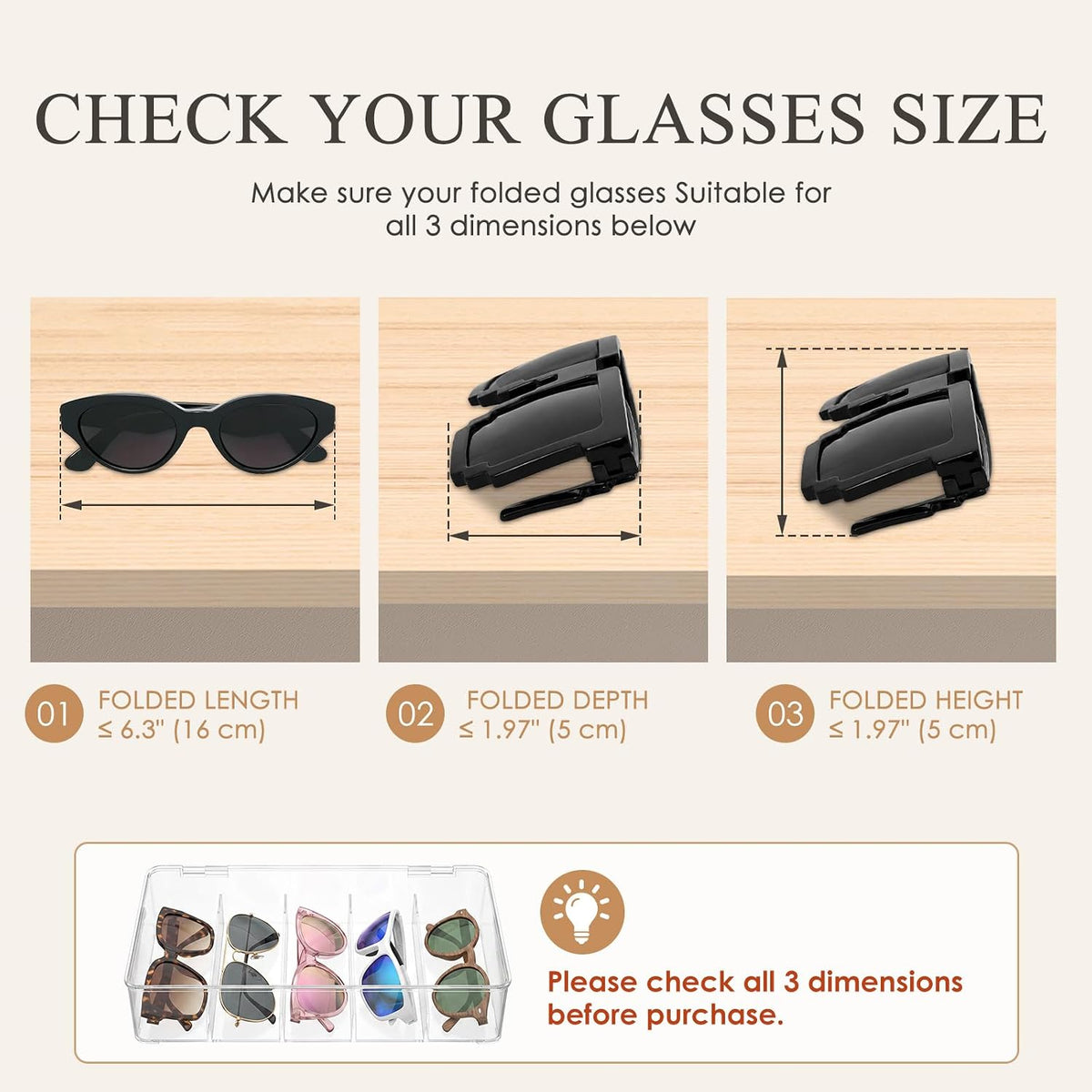 4 Pack Sunglass Organizer, Clear Acrylic Stackable Eyeglass Storage Box Holder, Sunglasses Case Glasses Display Case with Hinged Lid