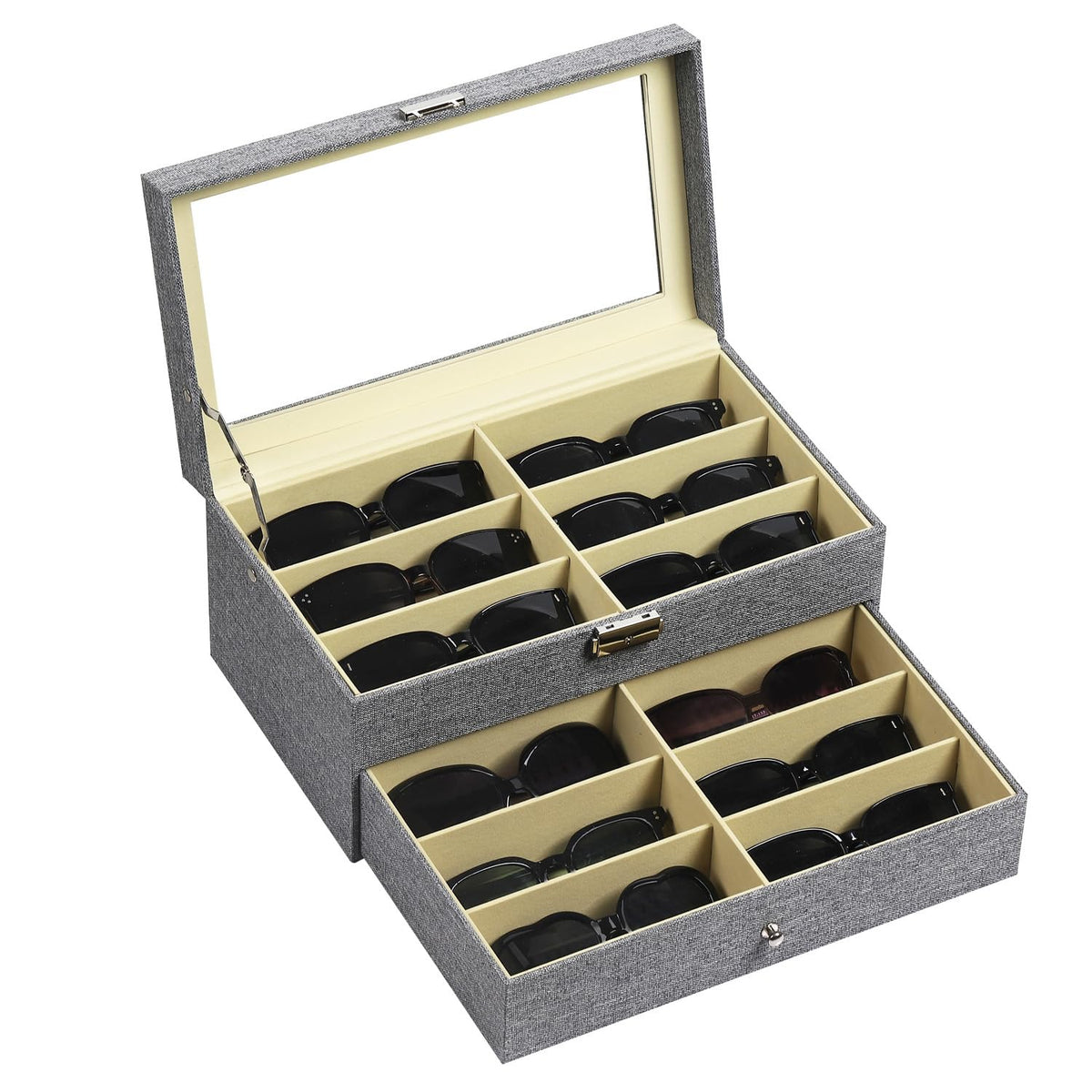 AUTOARK Leather 12 Piece Sunglass Storage Display Case,Black,AW-023