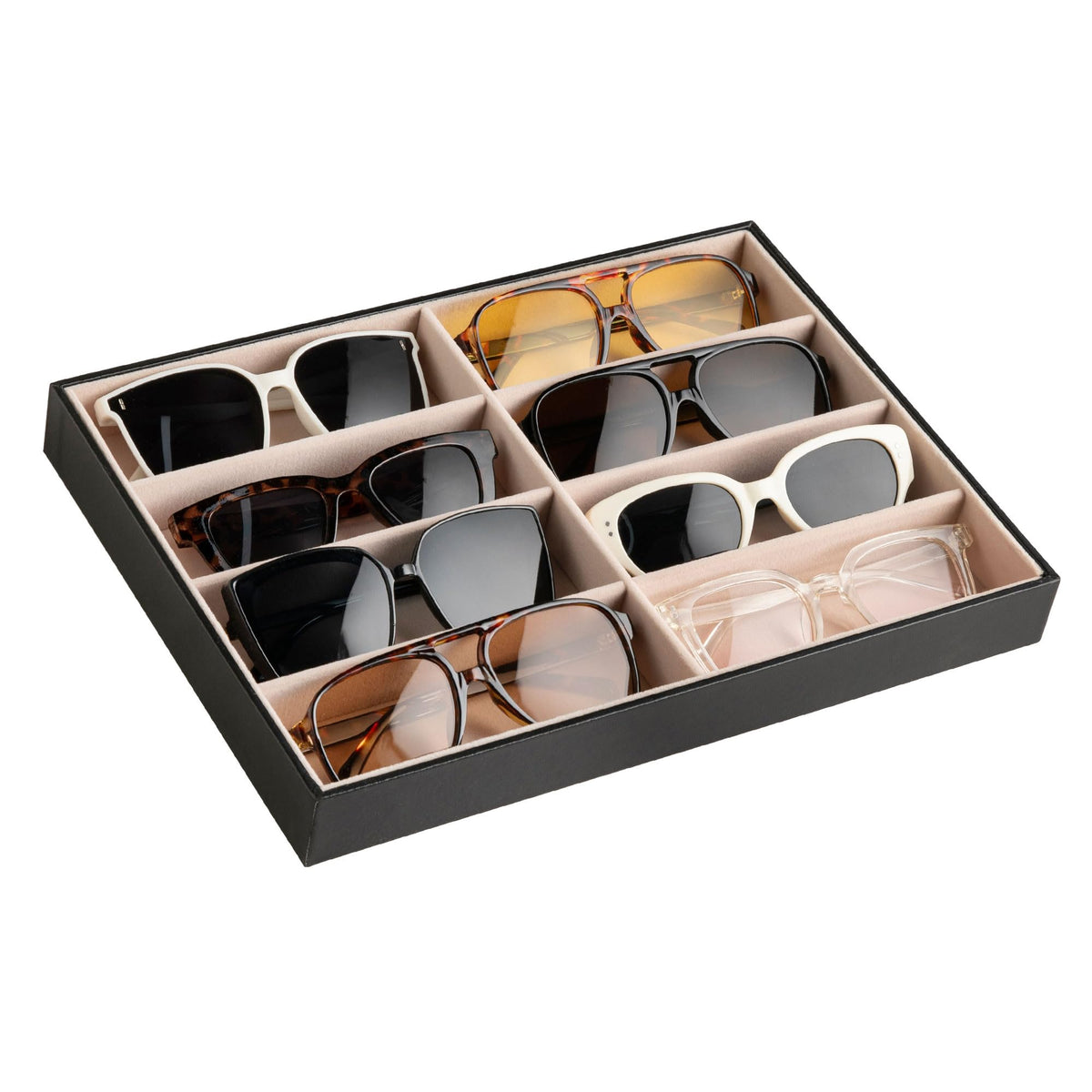 Frebeauty 8-Slot Sunglass Organizer,Sunglass Holder with Clear Lid