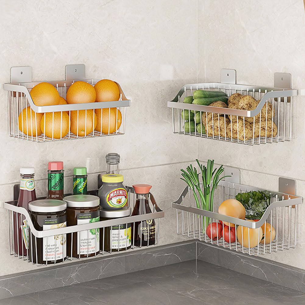 2 Set Fruit Basket for Kitchen, Pantry Kitchen Organizers and Storage, SUS304 Stainless Steel Wire Wall Basket, Onion Potato Vegetable Storage for Countertop Floor Cabinet Shelf