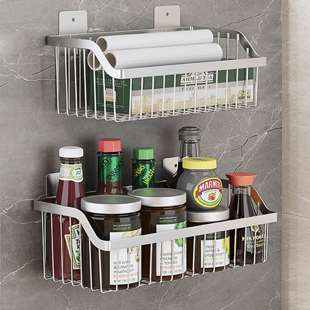 2 Set Fruit Basket for Kitchen, Pantry Kitchen Organizers and Storage, SUS304 Stainless Steel Wire Wall Basket, Onion Potato Vegetable Storage for Countertop Floor Cabinet Shelf