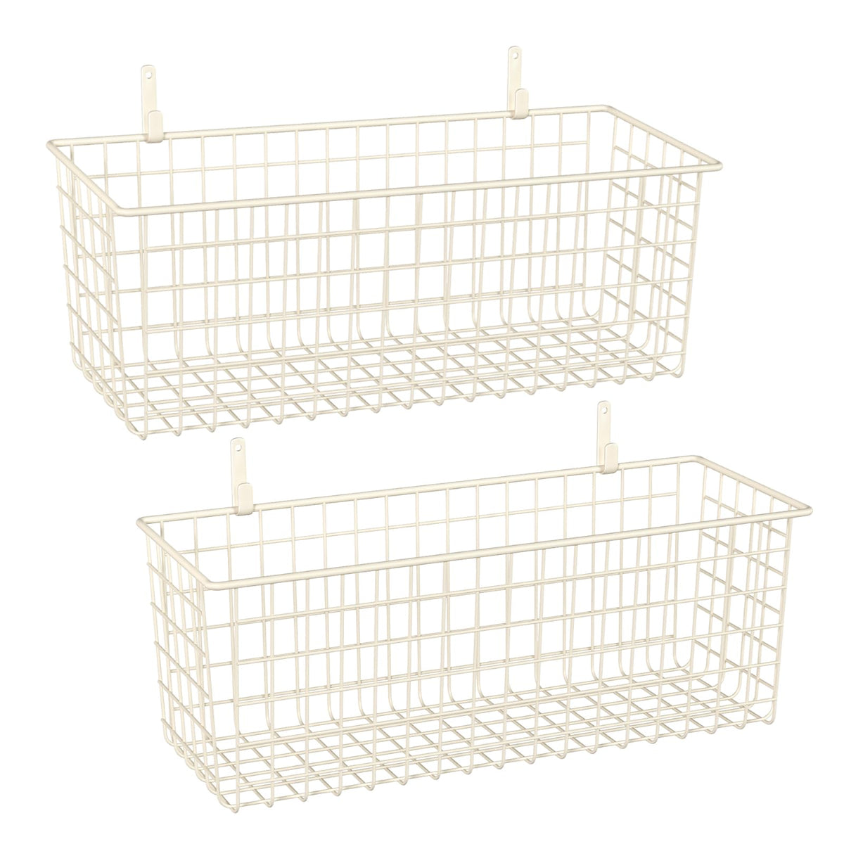 Kinlink 2 Sets Black Extra Large Hanging Wall Basket with Steel Hooks