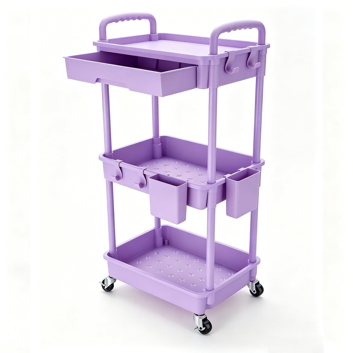 4 Tier Rolling Utility Cart with Drawer,REBECAT Utility Cart Made of Multifunctional Storage Organizer Tool for Kitchen,Bathroom,Living Room,Office(Black)