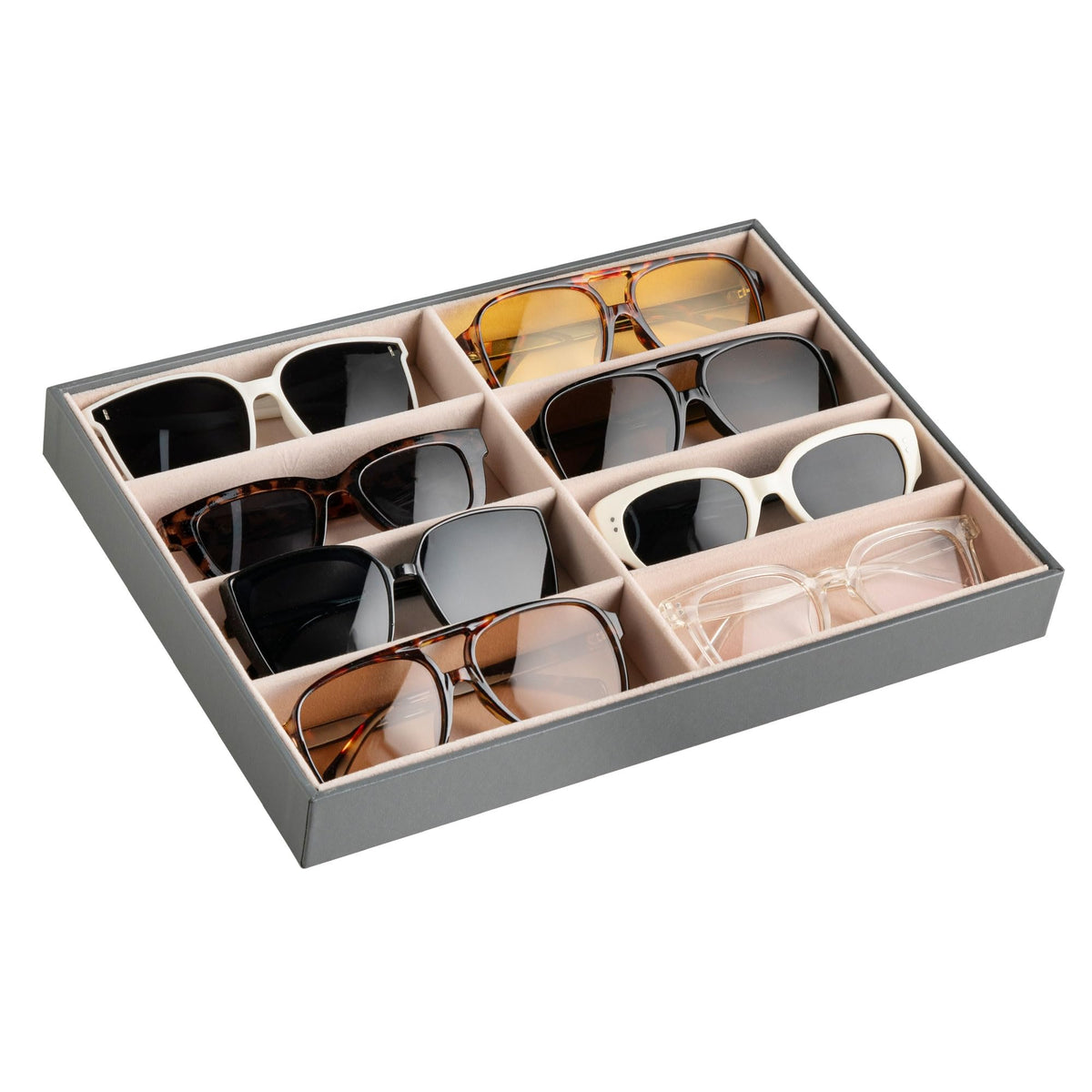 Frebeauty 8-Slot Sunglass Organizer,Sunglass Holder with Clear Lid