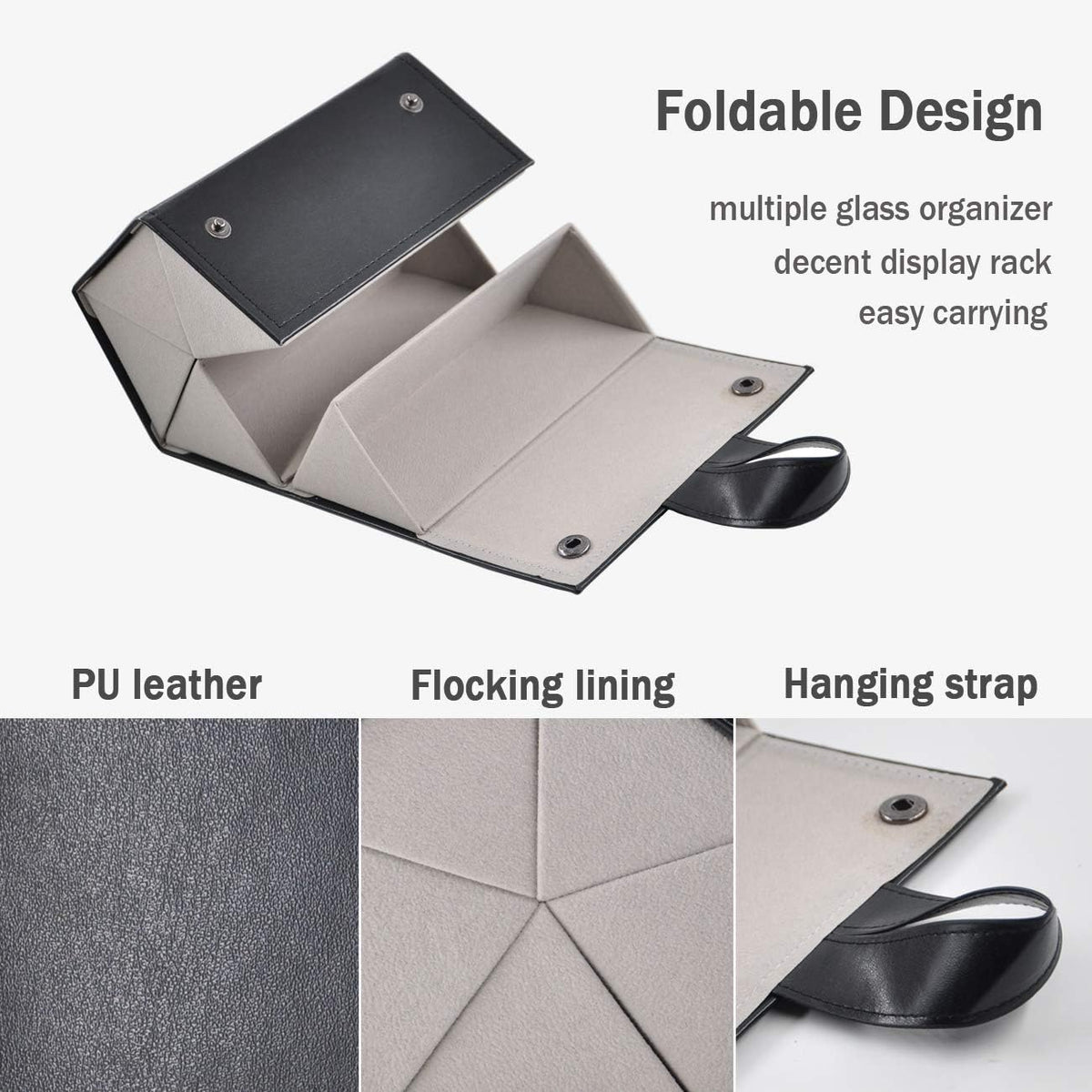 Kenpal Sunglasses Storage Organizer Holder Foldable Travel Case with 5 Slot Compartments for Multiple Glasses