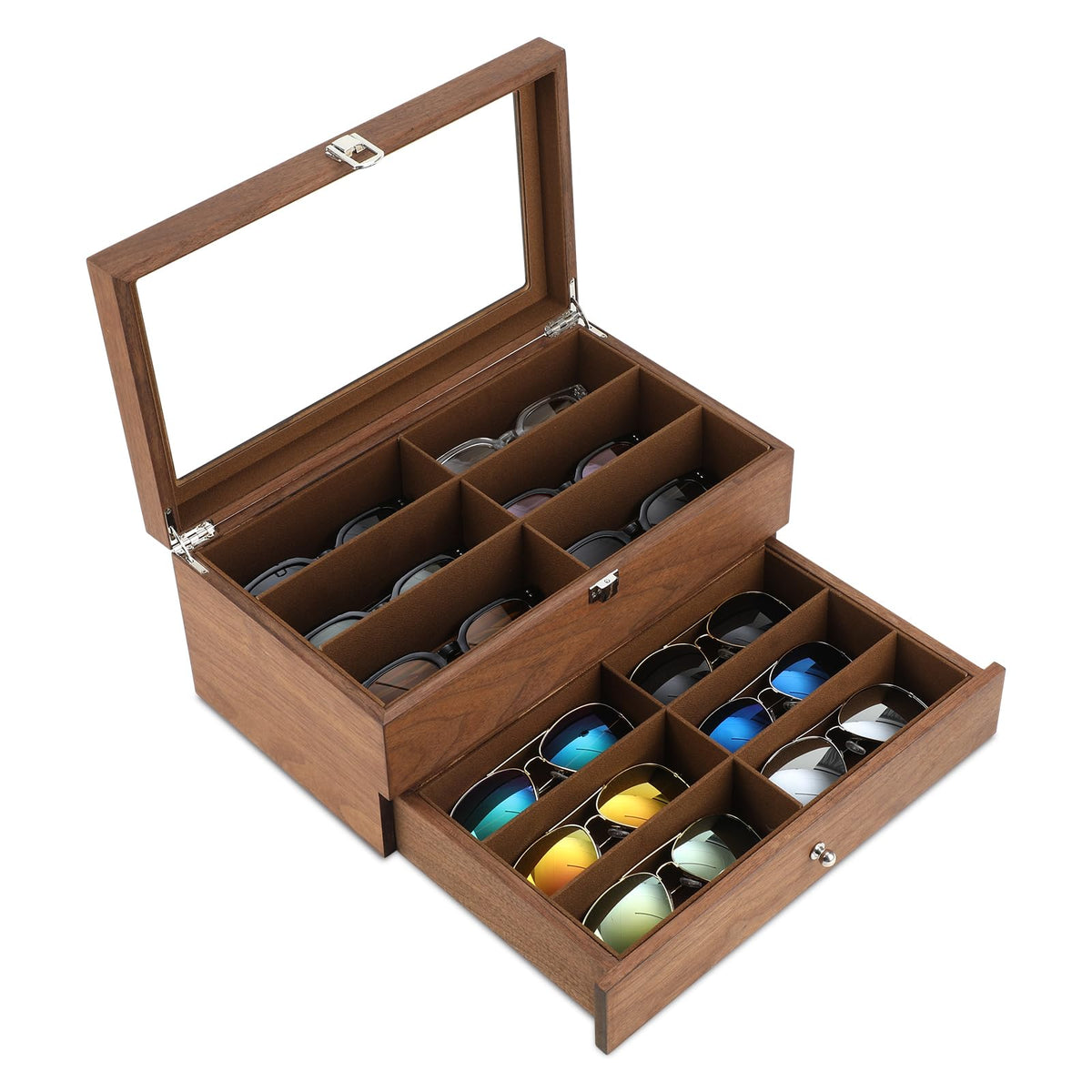 Wooden Sunglasses Organizer Box, Eyewear Display Eyeglass Case, Glasses Storage Box Sunglass Holder Gifts