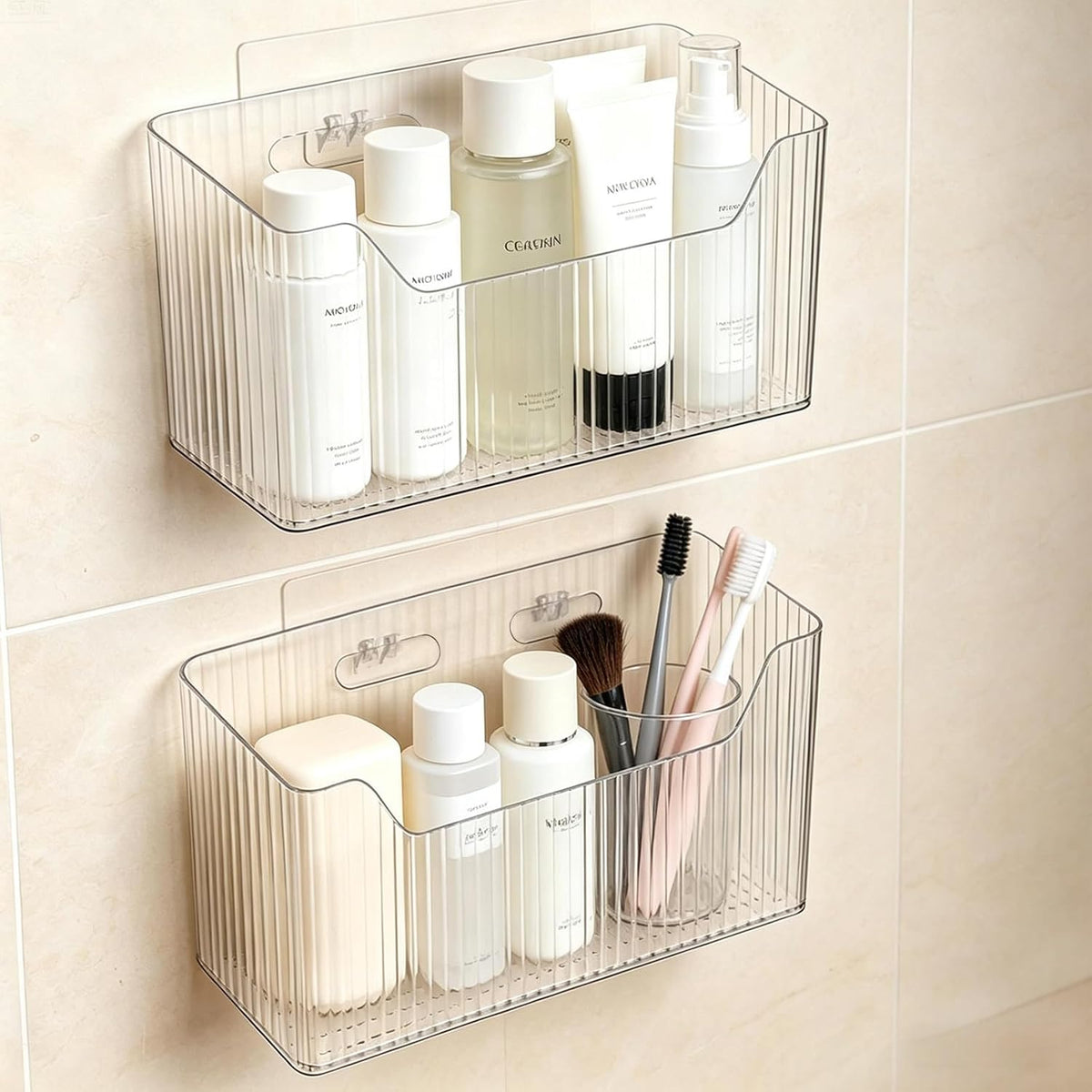 Acrylic Wall Mounted Storage Rack, 2 Pcs Storage Box Shower Basket