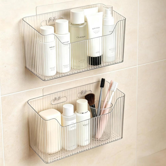 Acrylic Wall Mounted Storage Rack, 2 Pcs Storage Box Shower Basket