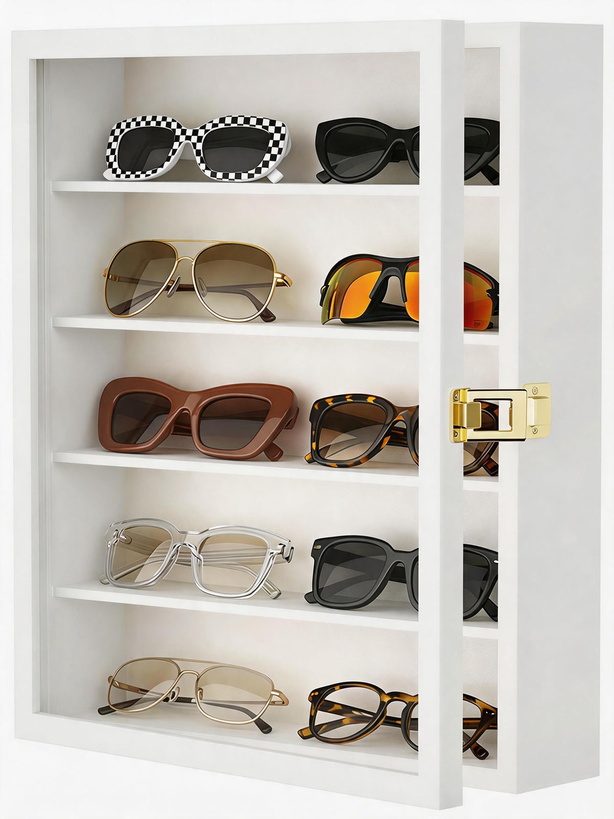 TJ.MOREE Sunglass Organizer Wall Mounted Glasses Holder Display Case 6 Tier