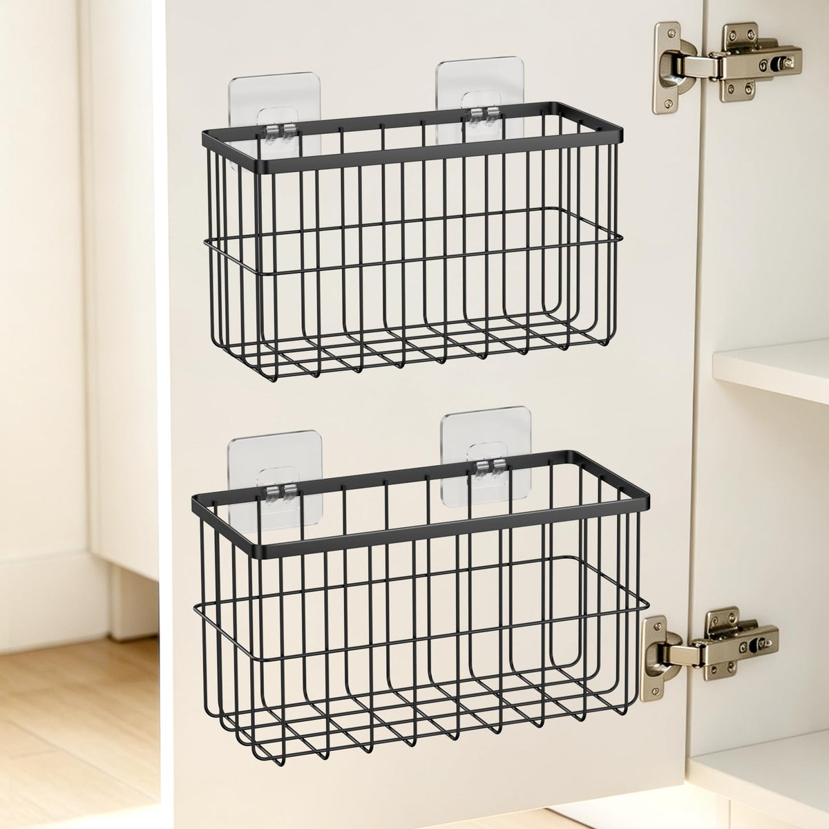 FAMNONE 2-Pack Adhesive Cabinet Door Organizer, 5.9" Inside Cabinet Storage