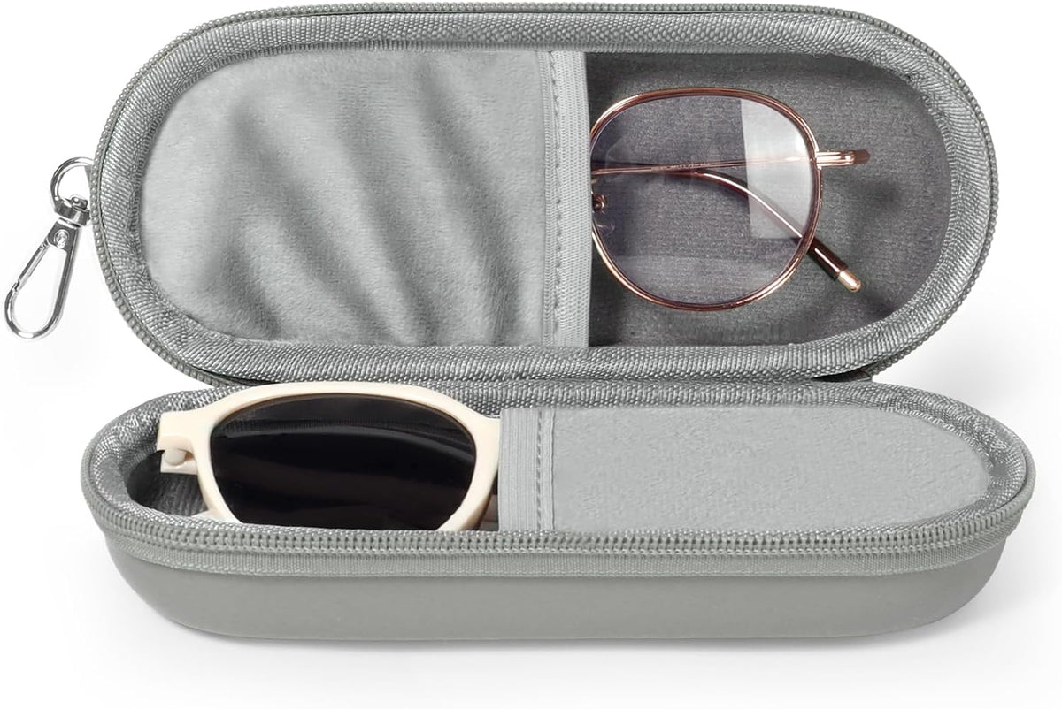 Double Eyeglasses Case, Dual Glasses Sunglasses Organizer with Zipper Closure, Eyewear Storage Box for Men Women Travel
