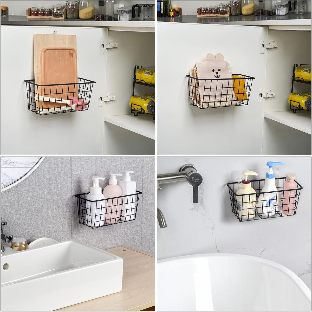 Toplife Adhesive Hanging Wall Baskets,Kitchen Cabinet Door Organizer 2 Pack