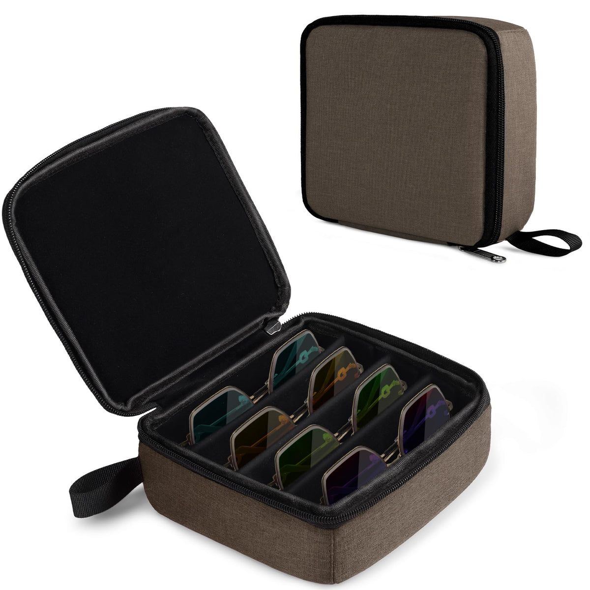 Bukere Travel Sunglasses Organizer Case, Adjustable Slot For Multiple Pairs, Portable Eyeglasses Storage Box for Men Women