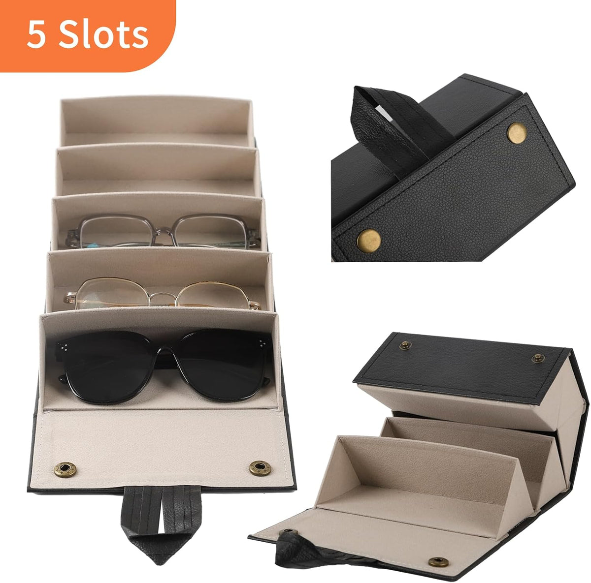 Sunglasses Travel Organizer Case,Pu sunglass case for Women Men -Hanging Eyeglasses Storage Box