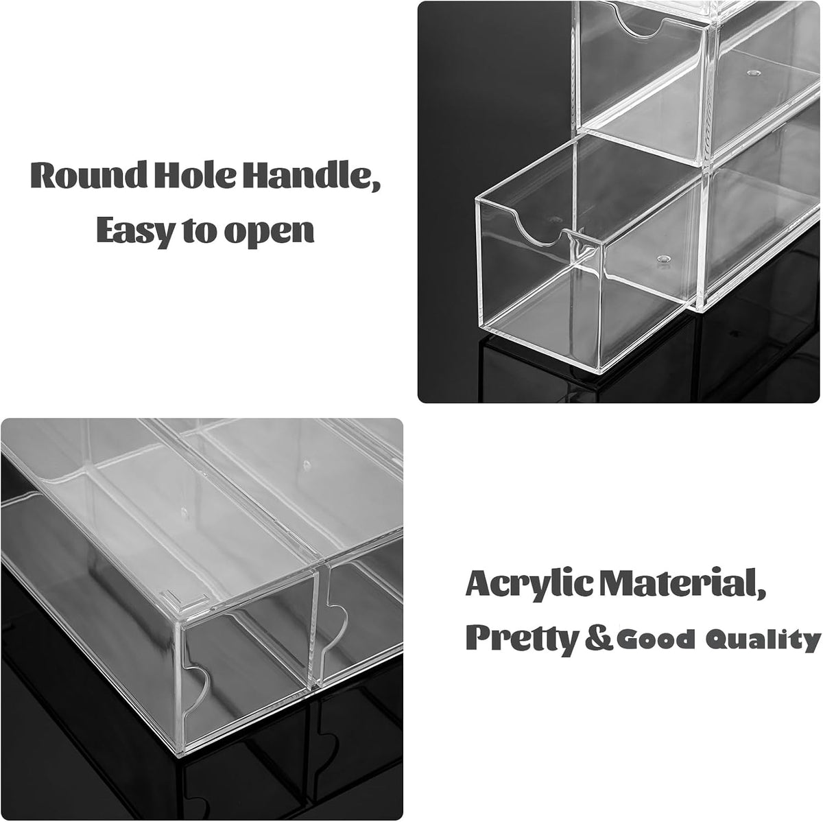 Hipiwe Acrylic Drawer Organizer Sunglasses Case with 4 Pull Out Drawers