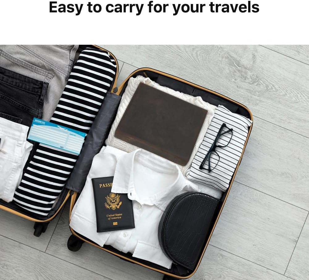 CONTACTS Genuine Leather Sunglasses Travel Case Hard Eyeglasses Box Vintage Eyewear Holder Travel Accessories