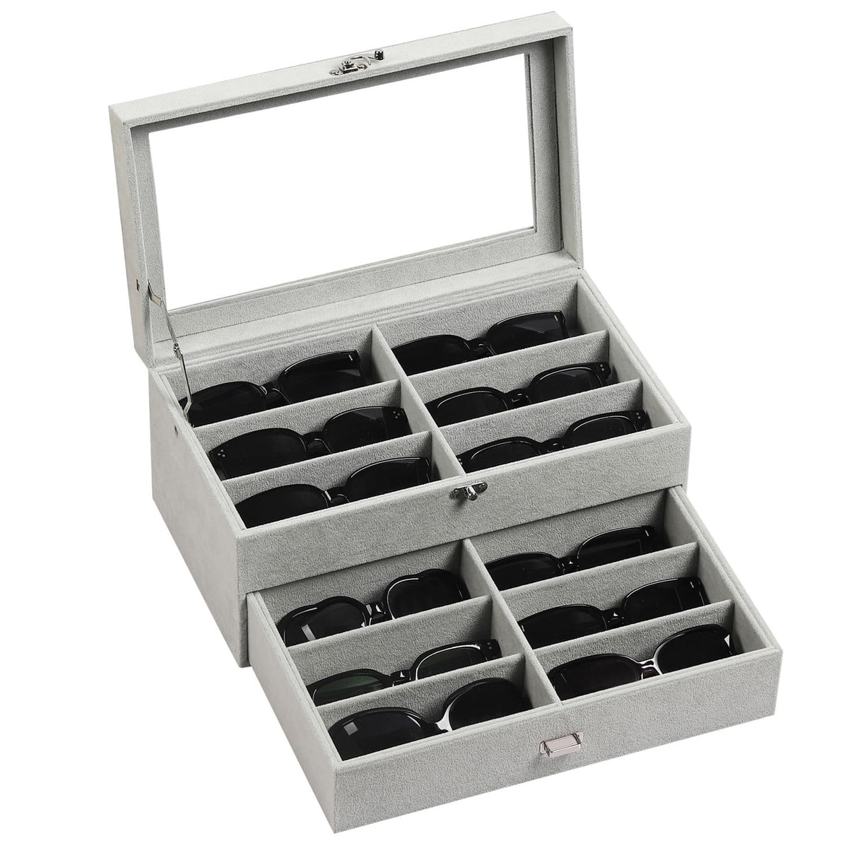 AUTOARK 16-Slot Sunglass & Eyeglasses Organizer Box,Grey,MKAW233