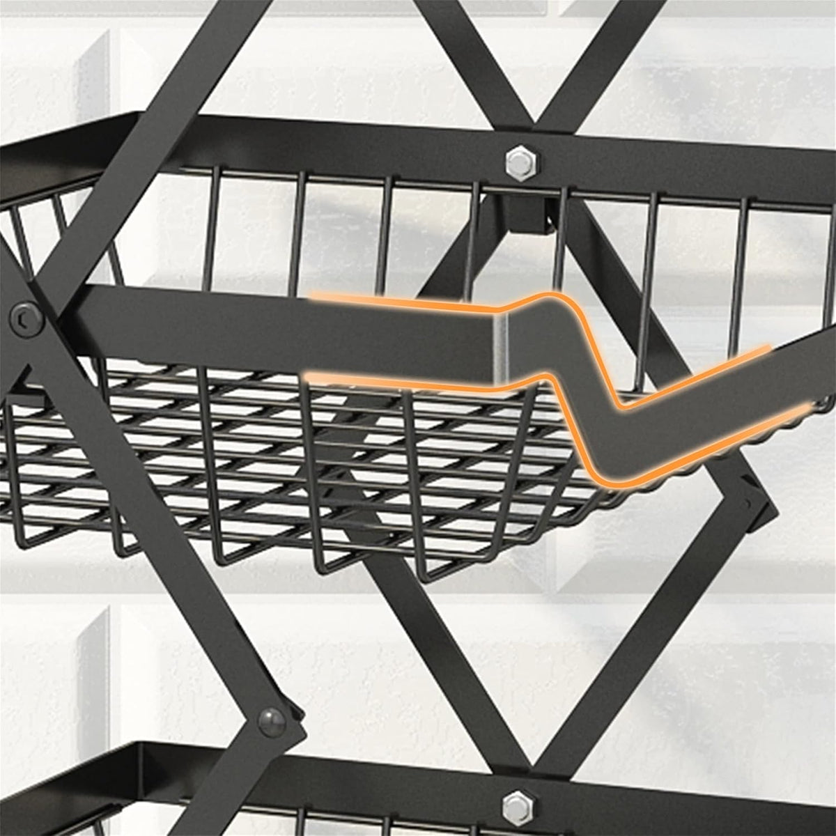 5-Tier Rolling Pantry Floor Organizer with Wheels, Foldable Fruit Vegetable Storage Cart, Metal Wire Pantry Basket, Kitchen Fruit Basket Stand, Vegetable Storage Rack for Fruits Snack Onion Potato