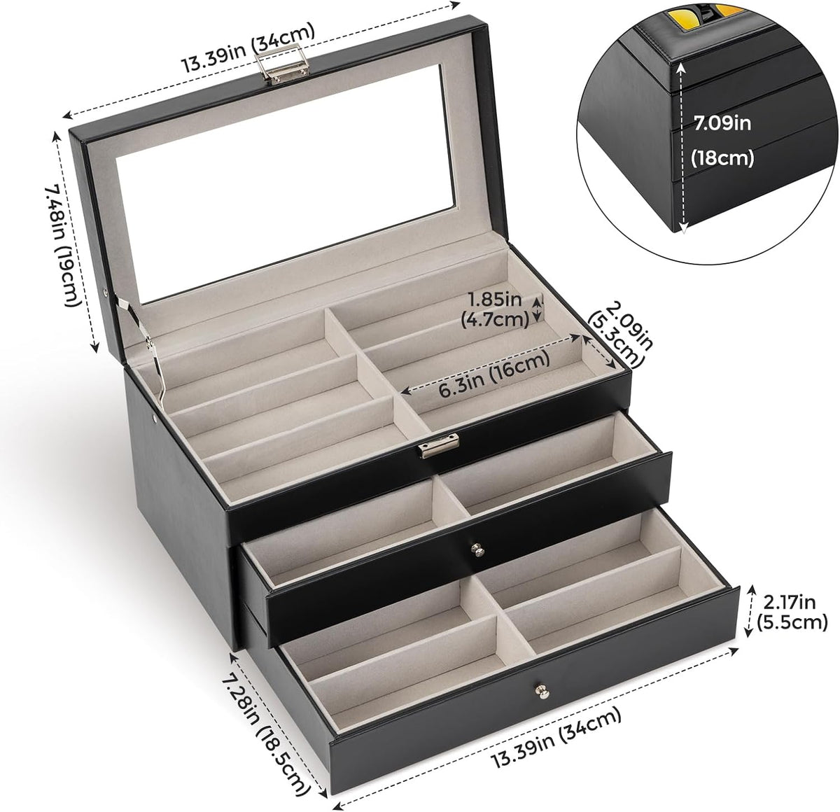 ProCase 3-Layer Sunglasses Storage Organizer -Black