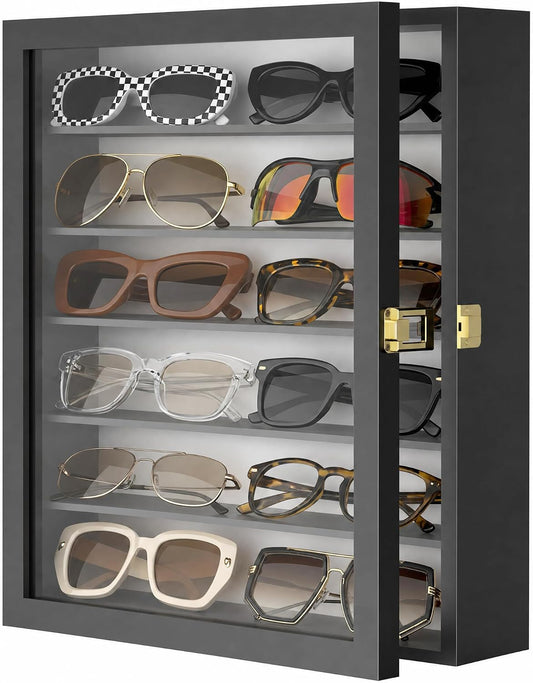 TJ.MOREE Sunglass Organizer Wall Mounted Glasses Holder Display Case 6 Tier
