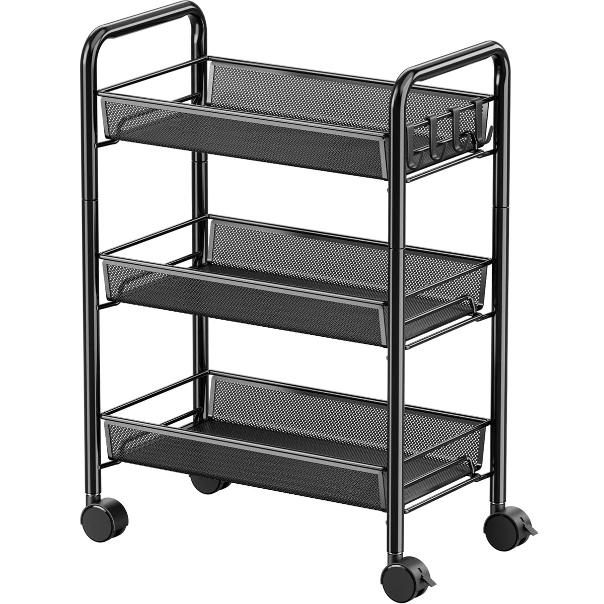 JANE EYRE 5-Tier Rolling Utility Storage Rack Cart on Wheels, Trolley Craft cart, Multi-Purpose Organizer Shelf, White