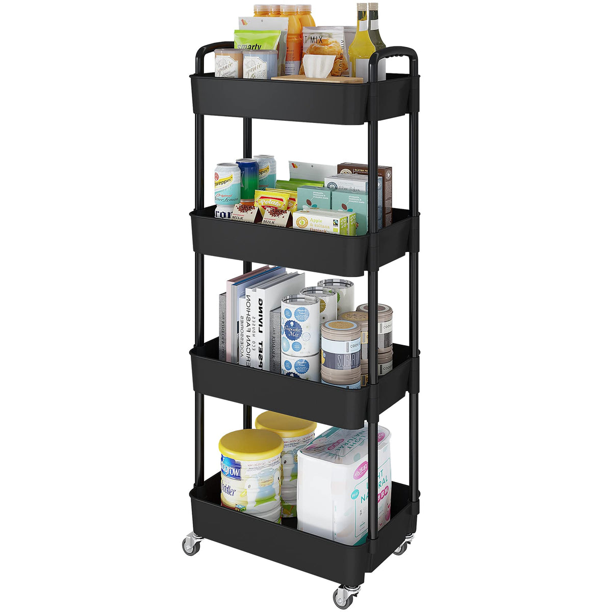 5 Tier Rolling Cart with Wheels,Utility Storage Carts,Black