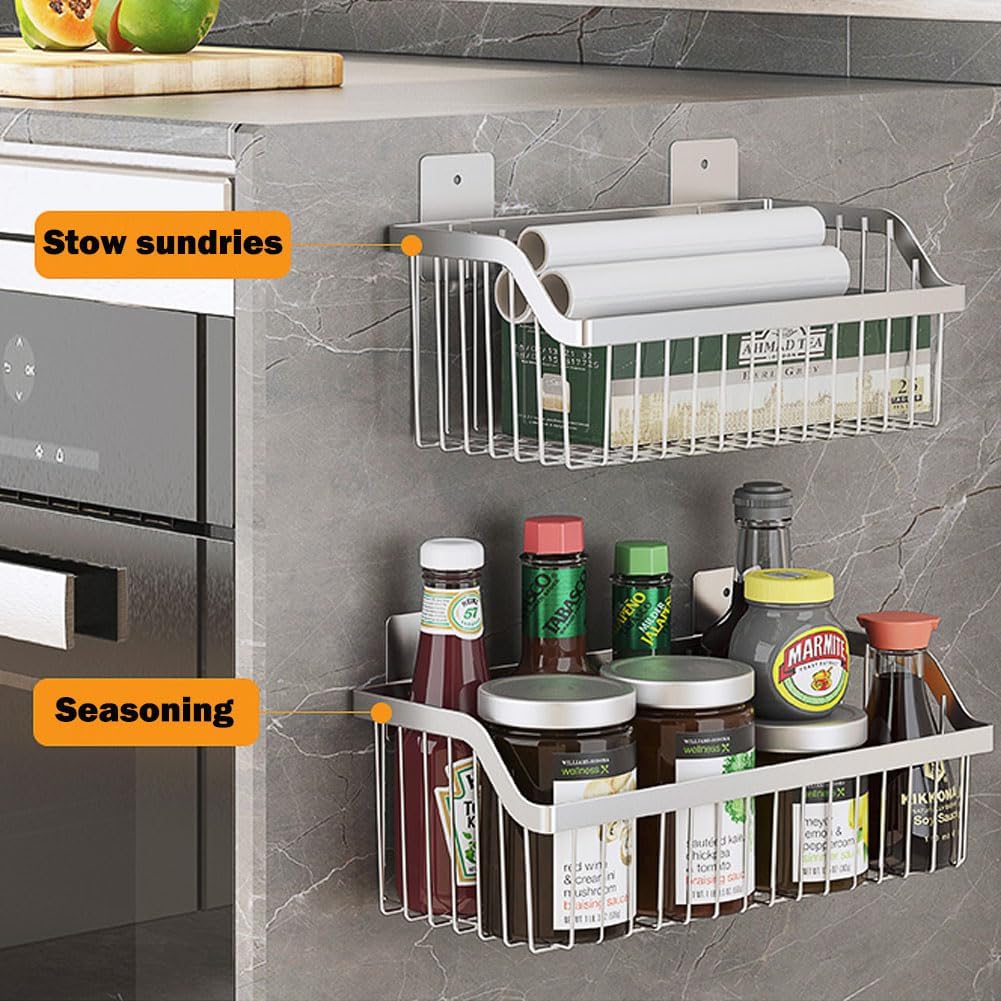 2 Set Fruit Basket for Kitchen, Pantry Kitchen Organizers and Storage, SUS304 Stainless Steel Wire Wall Basket, Onion Potato Vegetable Storage for Countertop Floor Cabinet Shelf