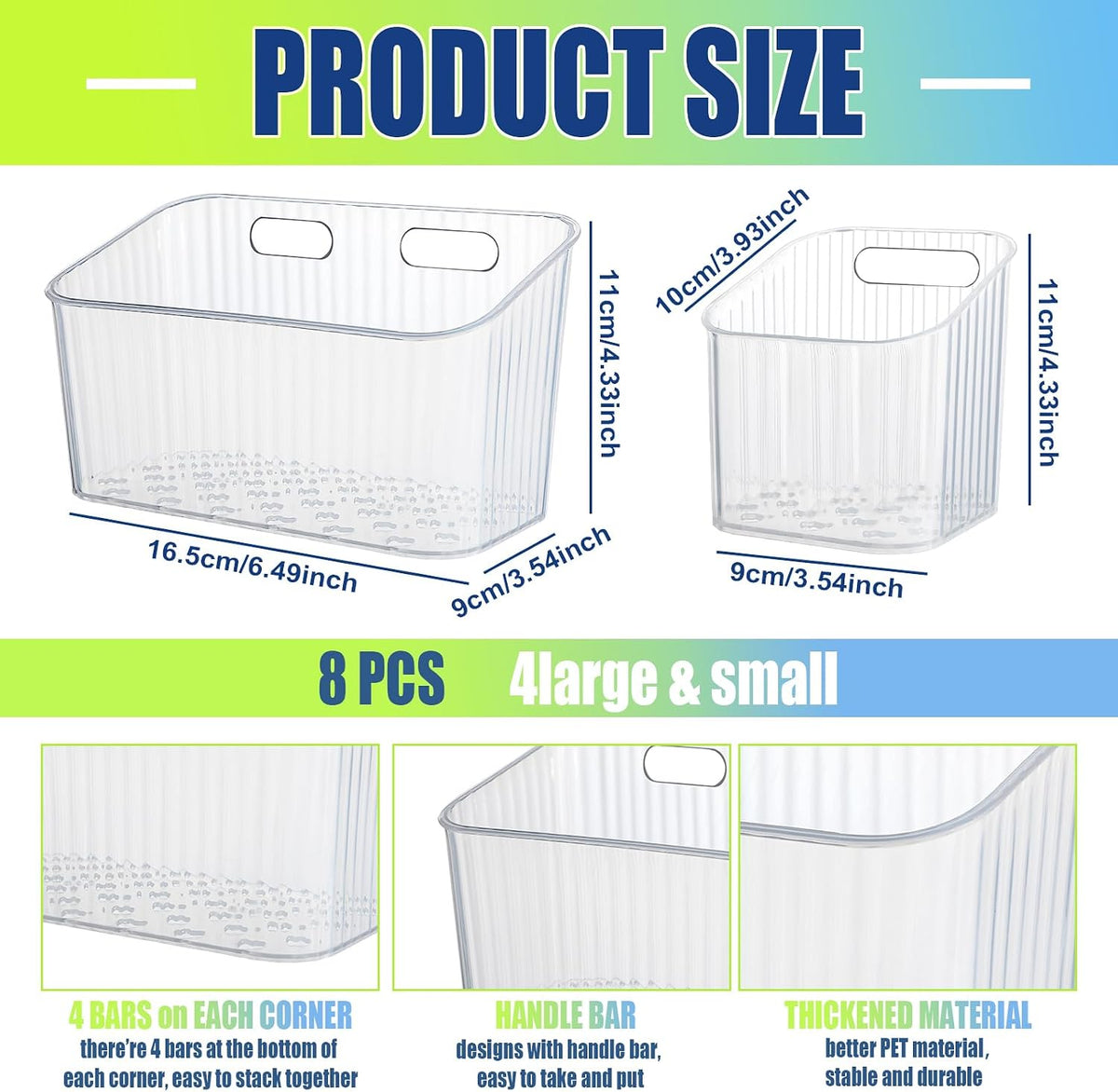 SiliFine 8 Pcs Cabinet Door Organizer Bin Wall Mount Organizer,3.54'',Clear