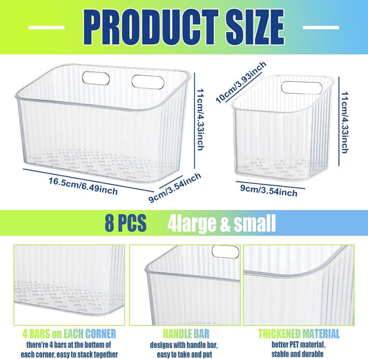 SiliFine 8 Pcs Cabinet Door Organizer Bin Wall Mount Organizer,3.54'',Clear