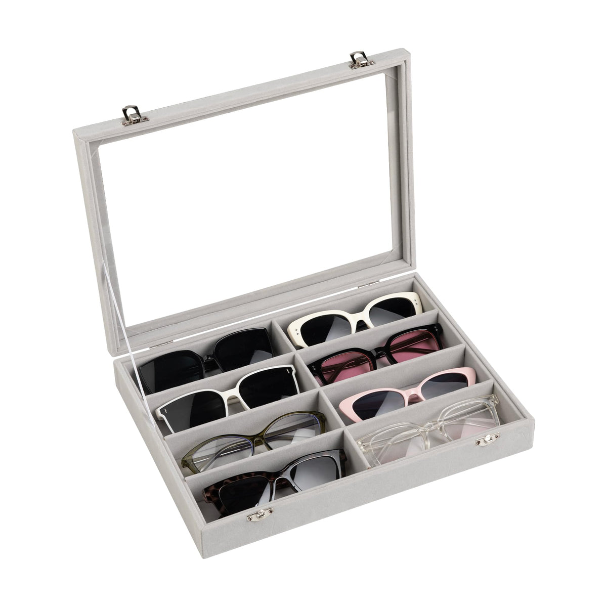 Frebeauty 8-Slot Sunglass Organizer,Velvet Sunglass Holder for Drawer