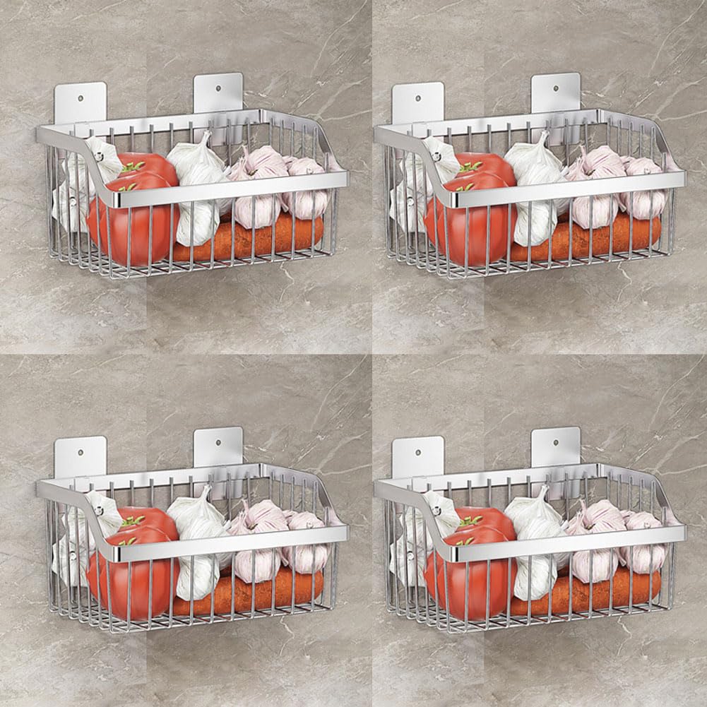 2 Set Fruit Basket for Kitchen, Pantry Kitchen Organizers and Storage, SUS304 Stainless Steel Wire Wall Basket, Onion Potato Vegetable Storage for Countertop Floor Cabinet Shelf