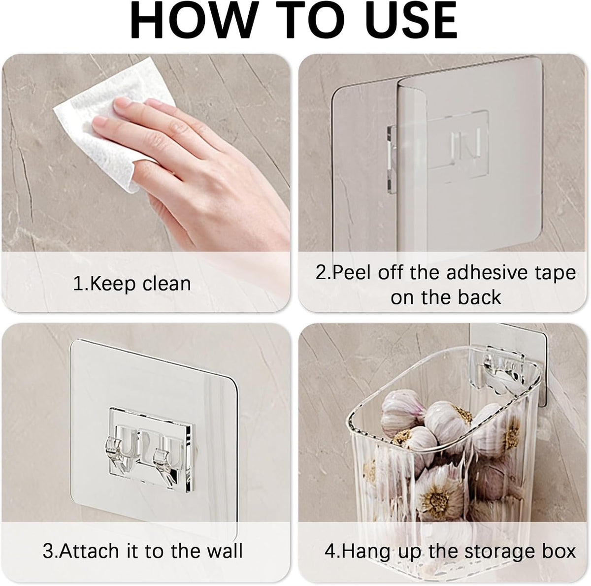 8 Pack Wall Mount Organizer, Cabinet Storage Bins with Self-Adhesive Hooks