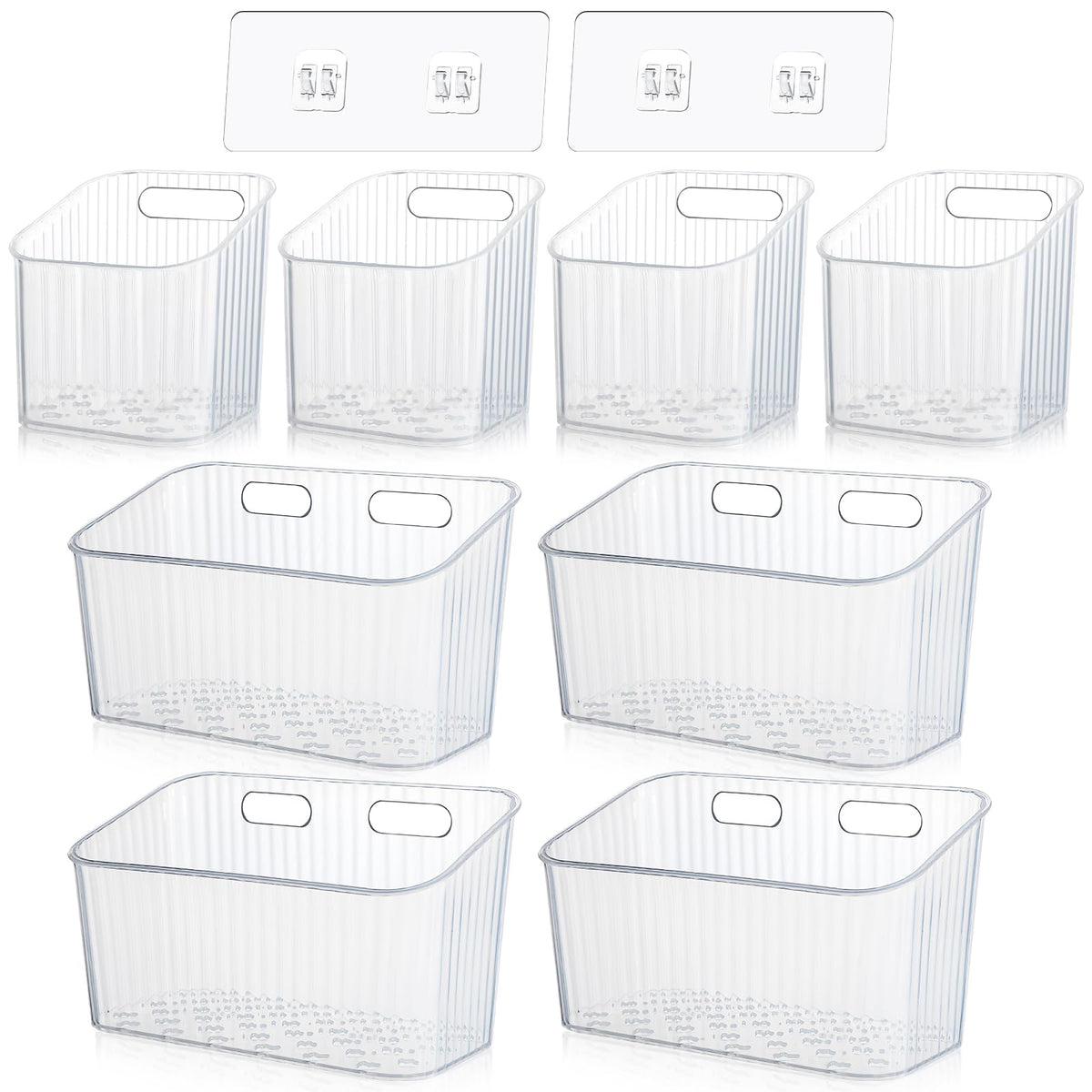 SiliFine 8 Pcs Cabinet Door Organizer Bin Wall Mount Organizer,3.54'',Clear