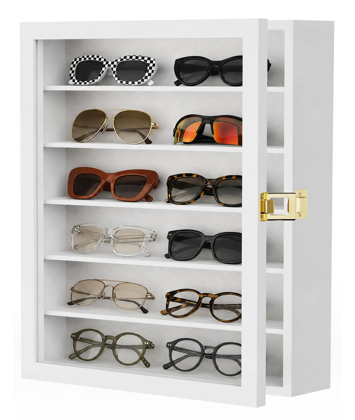TJ.MOREE Sunglass Organizer Wall Mounted Glasses Holder Display Case 6 Tier