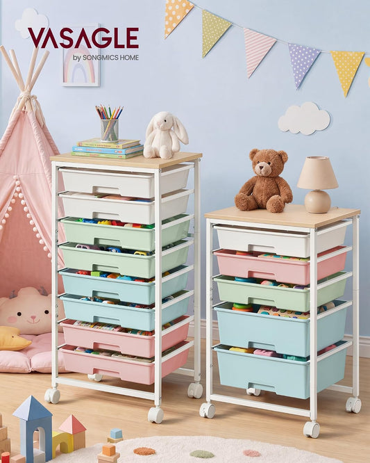 VASAGLE Rolling Cart with Drawers, Craft Organizers and Storage, Multicolor