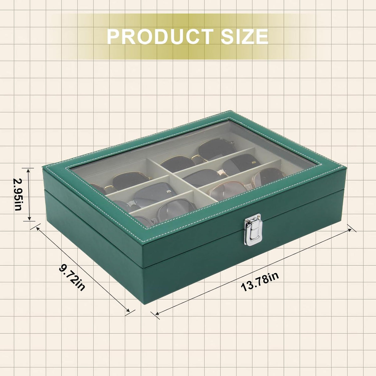 8 Slots Sunglass Organizer, PU Leather Eyewear Display Tray