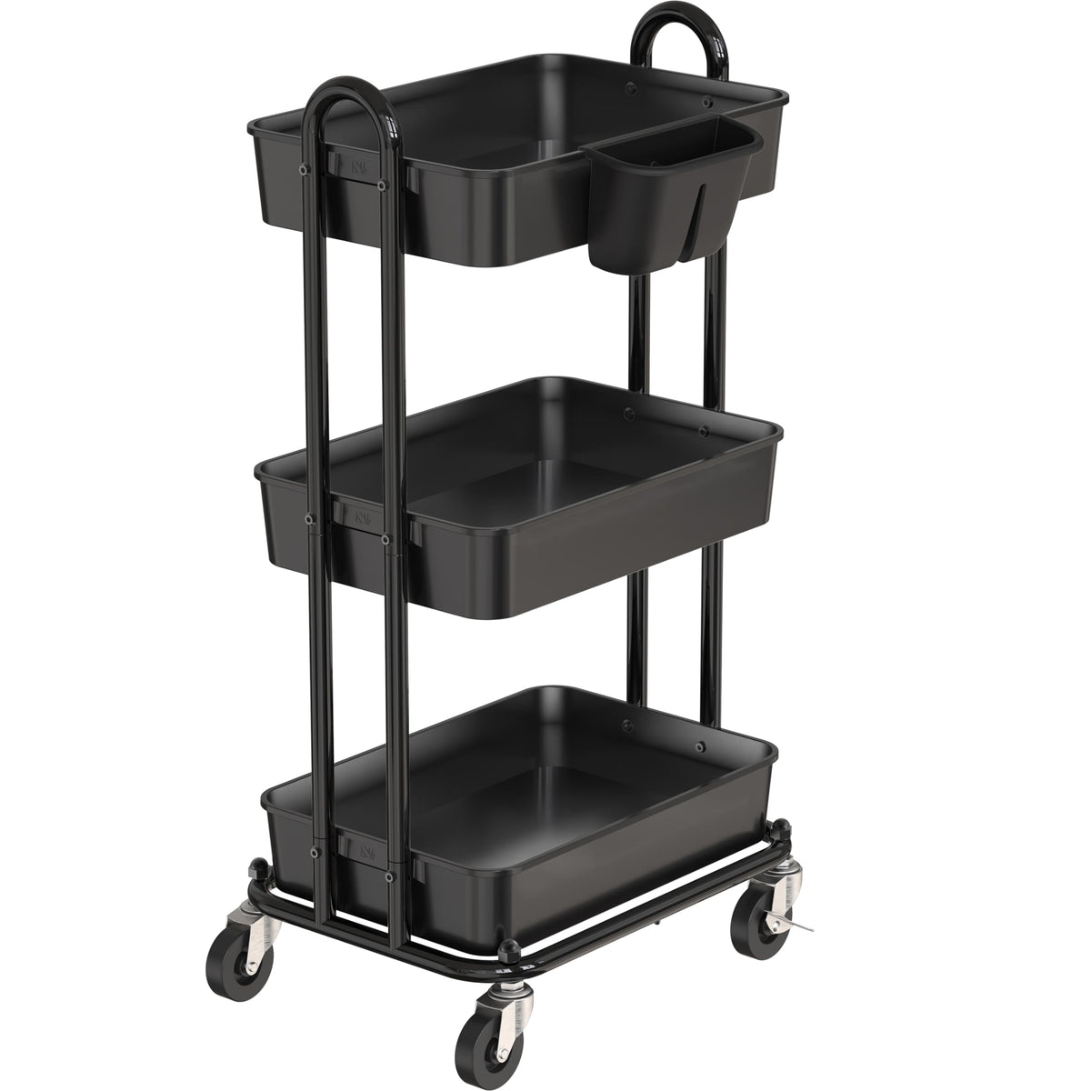 Simple Houseware 4-Tier Rolling Utility Cart with Hanging Bucket, Turquoise