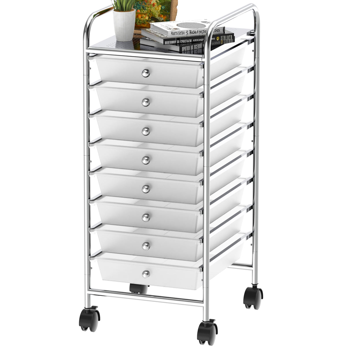 Simple Houseware 3 Drawers Rolling Utility Cart Art Craft Organizer, Chrome