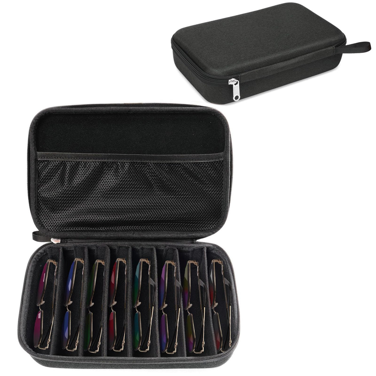 Bukere Travel Sunglasses Organizer Case Adjustable Slot For Multiple Eyeglasses Hard-shell Portable Storage Box for Men Women