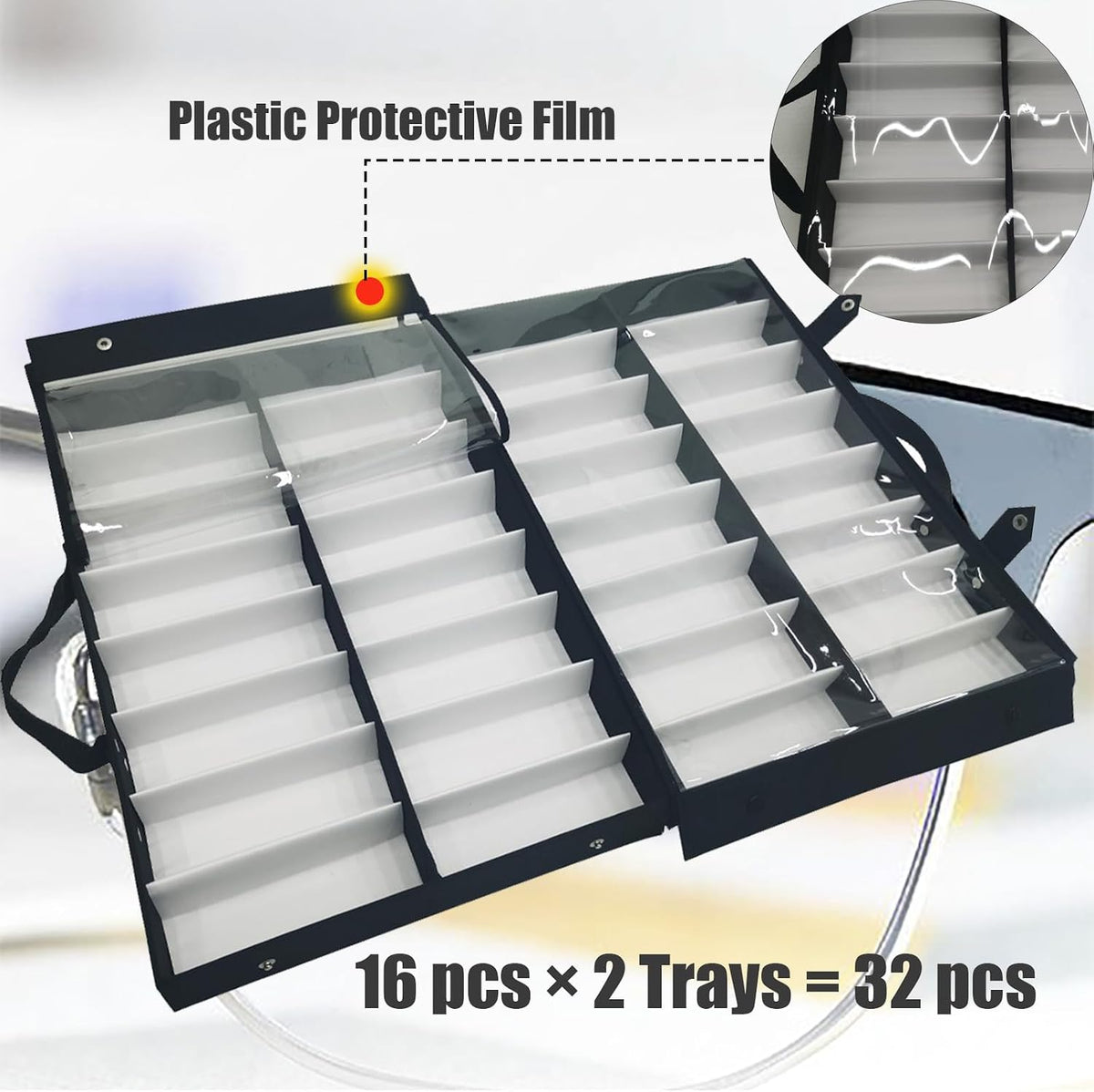 INTSUPERMAI Eyeglasses Storage Organizer 32 Slots Sunglasses Eyeglasses Display Case with Waterproof Dustproof Protection Film Glasses Eyewear Display Case Box for Sunglasses