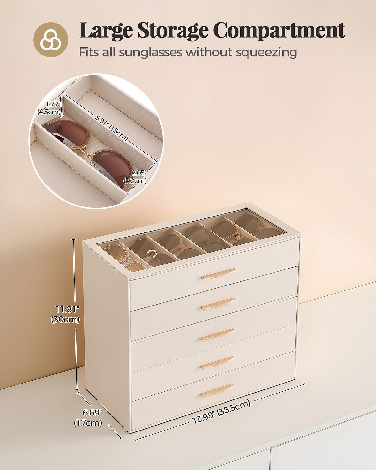 Lolalet Sunglasses Organizer Case for Women, Eyeglass Storage Holder