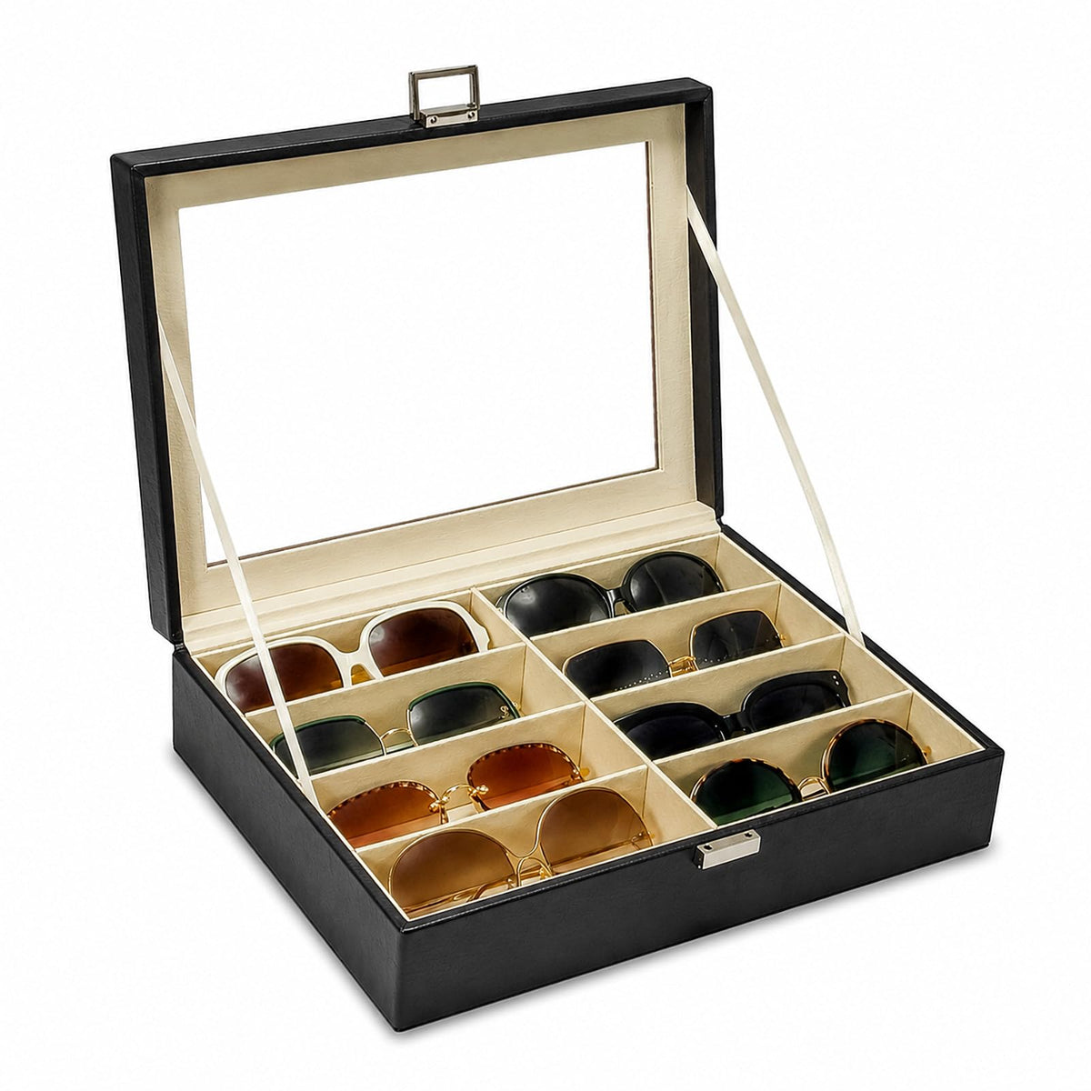 UnionPlus Vegan Leather Multi-Slots Sunglasses Eyeglasses Organizer