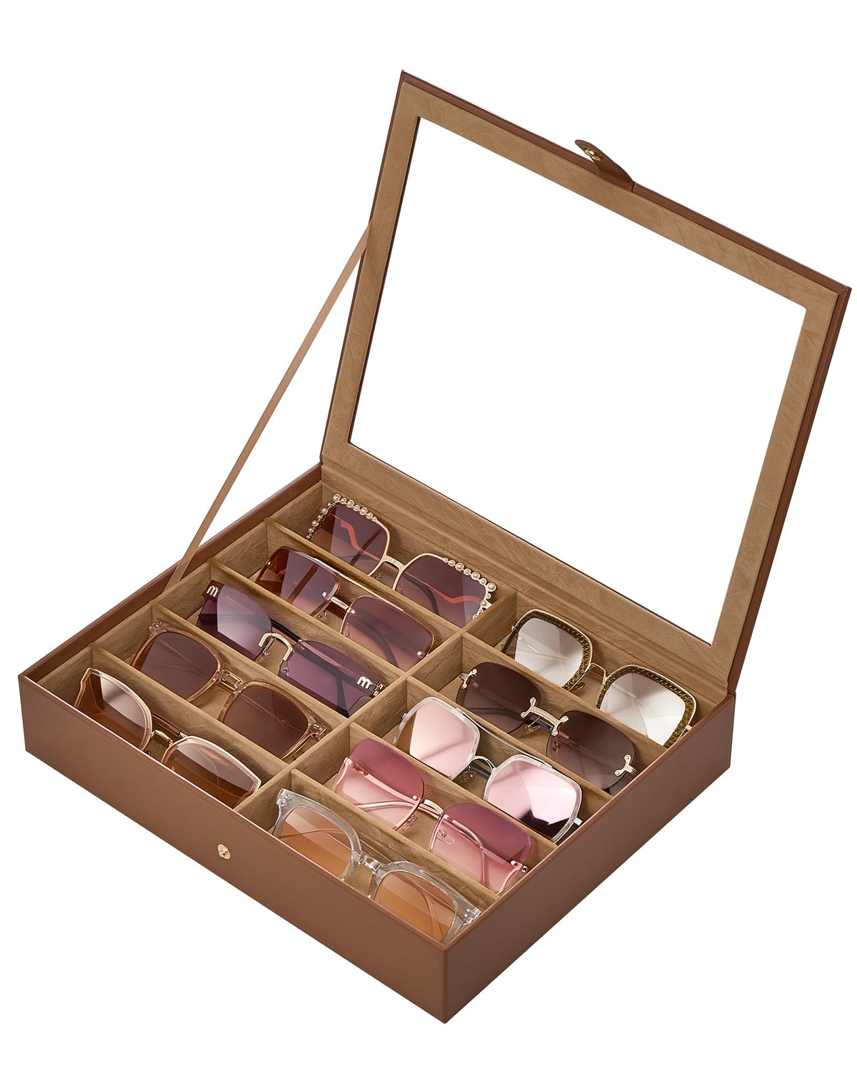 Lolalet 10/20 Slots Sunglasses Organizer with Slim Clear Lid