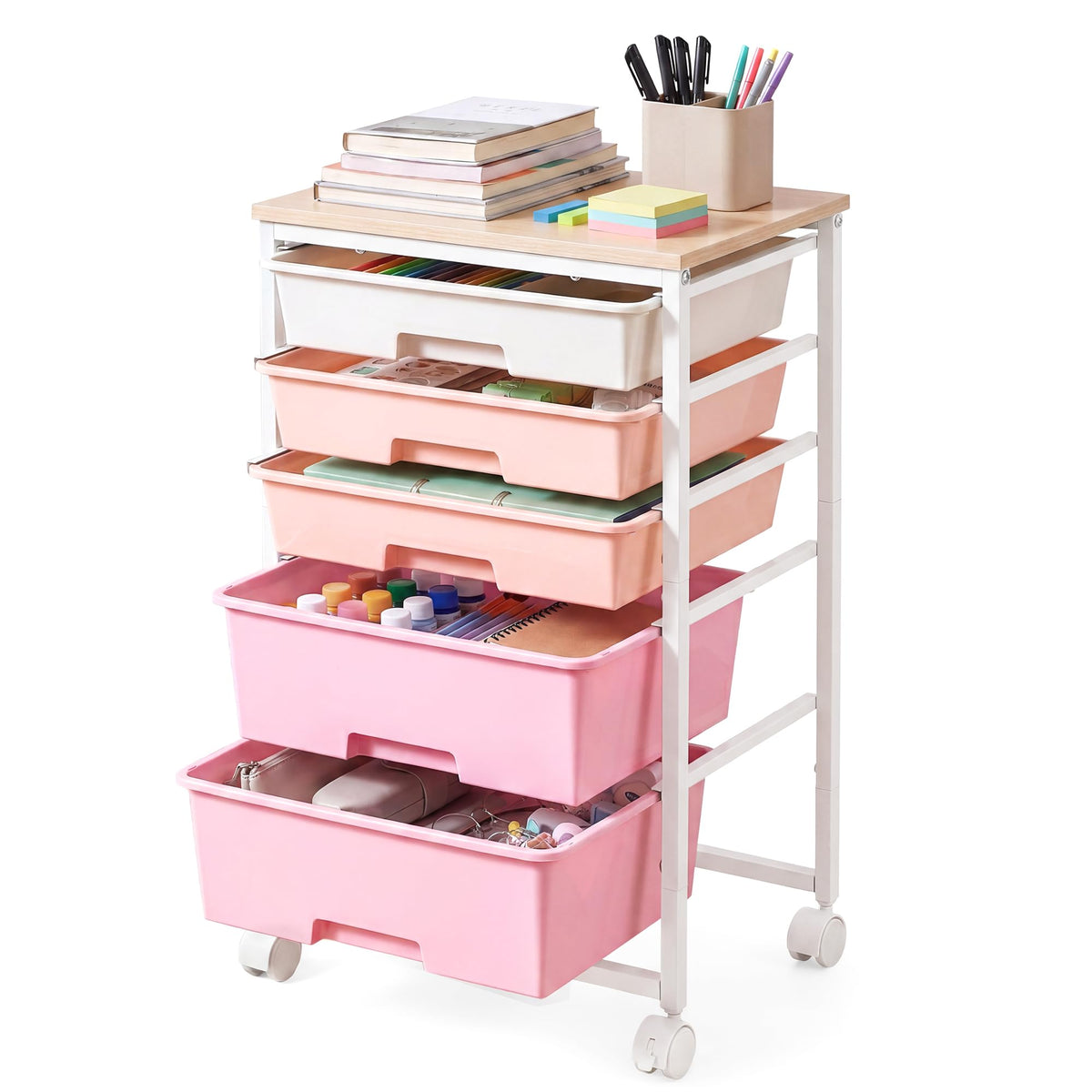 VASAGLE Rolling Cart with Drawers, Craft Organizers and Storage, Multicolor