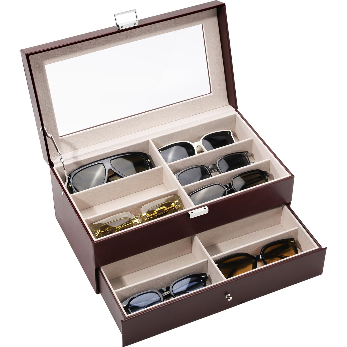 ProCase 3-Layer Sunglasses Storage Organizer -Black